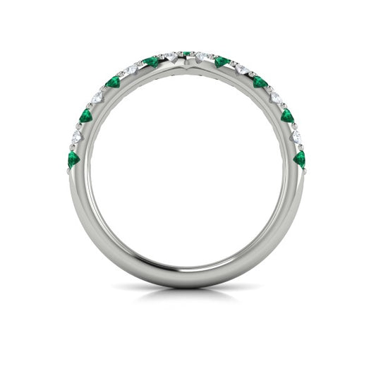 Emerald and Diamond Contour Band