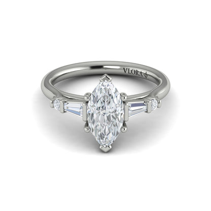 Poised Marquise Three-Stone Engagement Ring