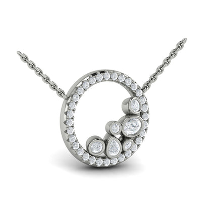 Pavé Halo and Bezel Set Diamond Pendant Necklace