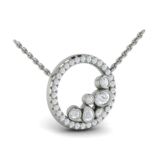 Pavé Halo and Bezel Set Diamond Pendant Necklace
