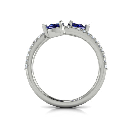 Diamond and Pear Blue Sapphire Wrap Ring