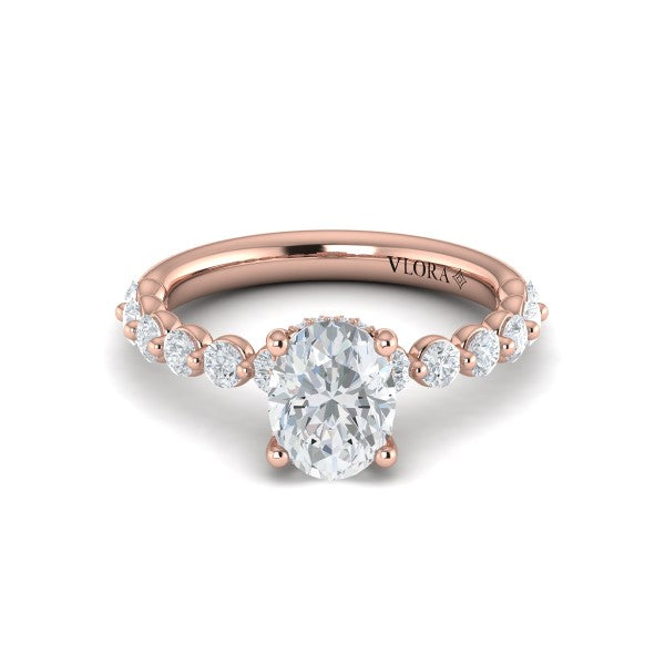 Classic Oval Engagement Ring with Floating Diamond Band