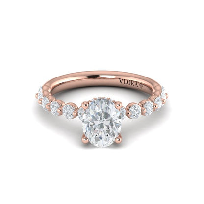 Classic Oval Engagement Ring with Floating Diamond Band