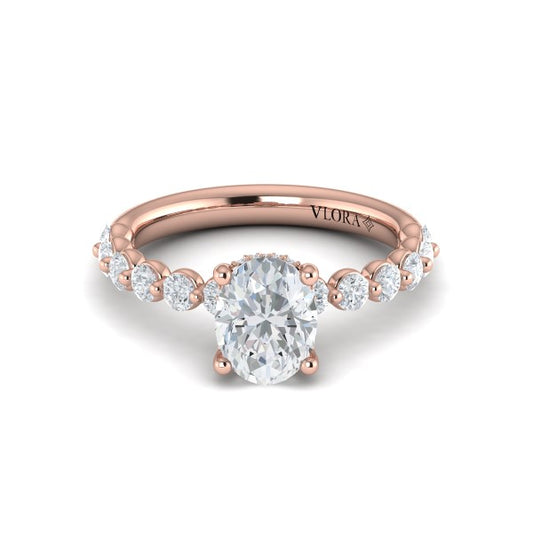 Classic Oval Engagement Ring with Floating Diamond Band