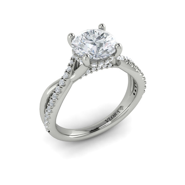 Round Classic Engagement Ring in Platinum by Vlora Bridal