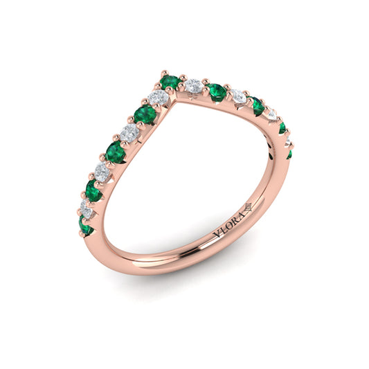 Emerald and Diamond Contour Band