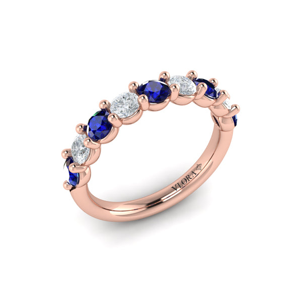 Classic Sapphire and Diamond Stackable Band