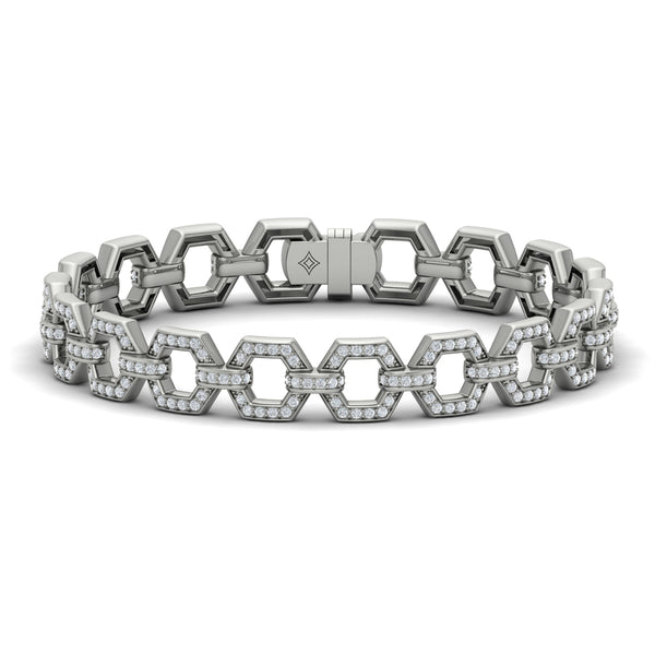 Diamond Open Honeycomb Link Bracelet
