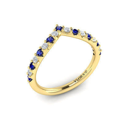 Sapphire and Diamond Contour Band