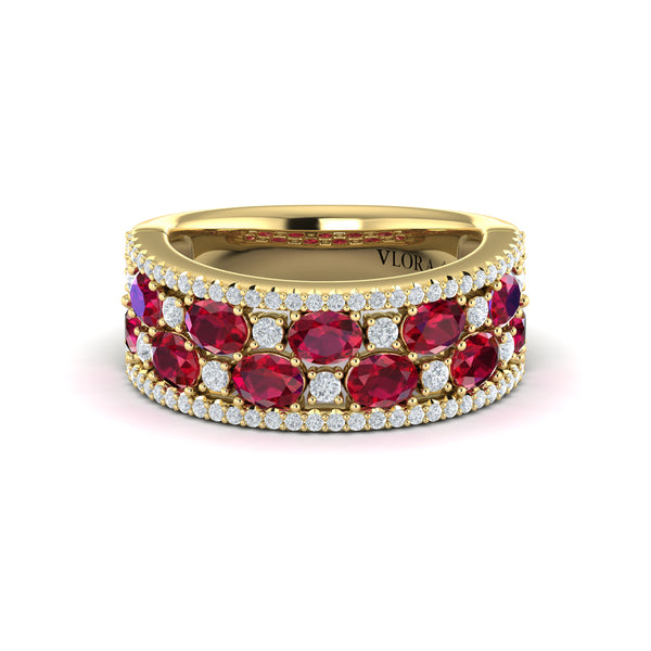 Multi Diamond and Ruby Statement Ring