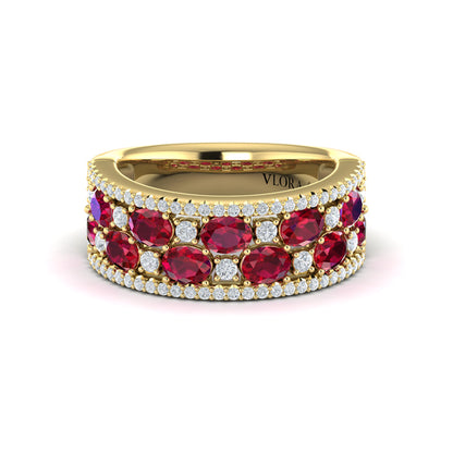 Multi Diamond and Ruby Statement Ring