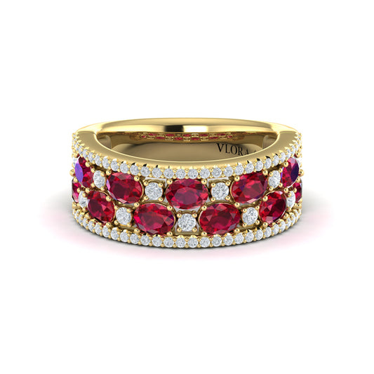 Multi Diamond and Ruby Statement Ring