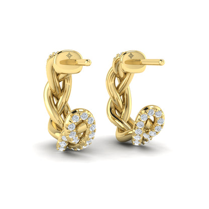 Alternating Diamond Twist Huggie Hoop Earrings