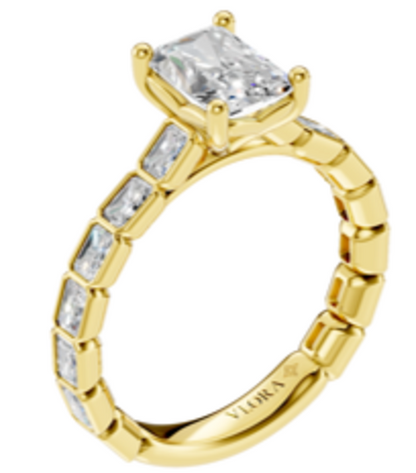Bezeled Emerald Cut Engagement Ring