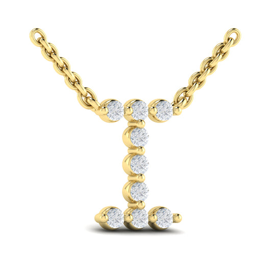 Diamond Alphabet Pendant Necklace, I