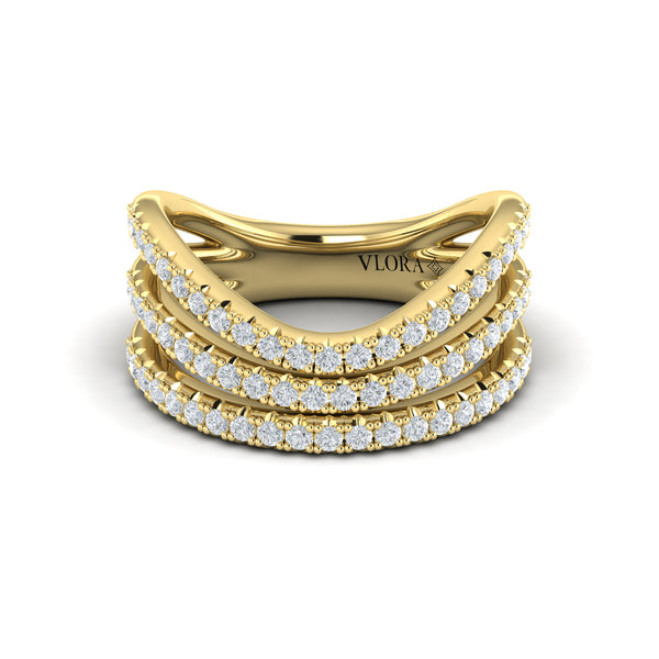 Diamond Multi-Row Curved Statement Ring
