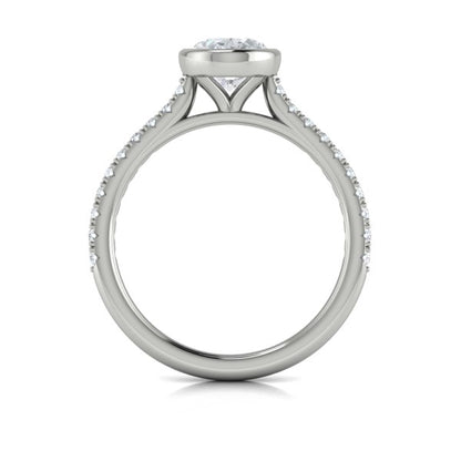 Oval Classic, Bezel Engagement Ring in Platinum by Vlora Bridal