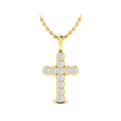 Rounded Bezel Set Diamond Cross Pendant