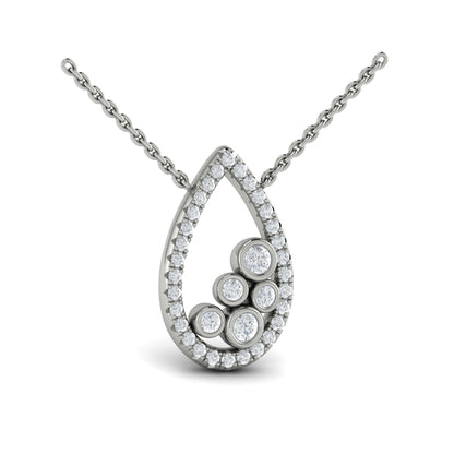 Pavé Pear Shaped and Bezel Set Diamond Pendant Necklace