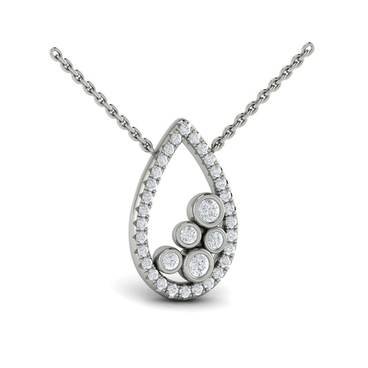Pavé Pear Shaped and Bezel Set Diamond Pendant Necklace