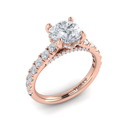 Timeless Cathedral Engagement Ring with Hidden Halo