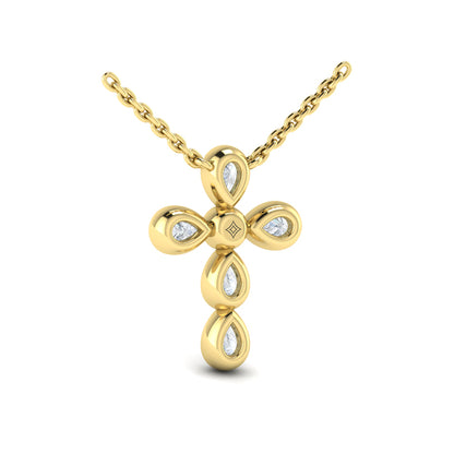 Pear Shape Bezel Set Diamond Cross Pendant
