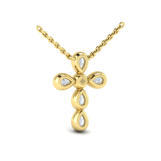 Pear Shape Bezel Set Diamond Cross Pendant