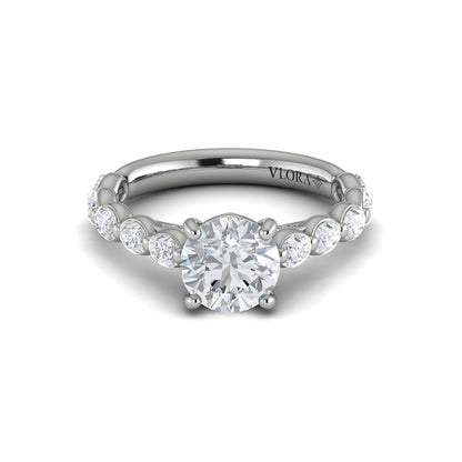 Oval Bezel Diamond Accent Round Engagement Ring