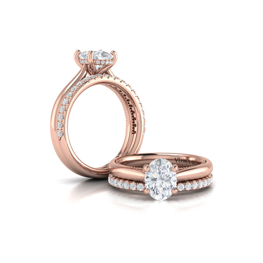 Matching Band for Modern Vintage Solitaire Engagement Ring with Hidden Halo