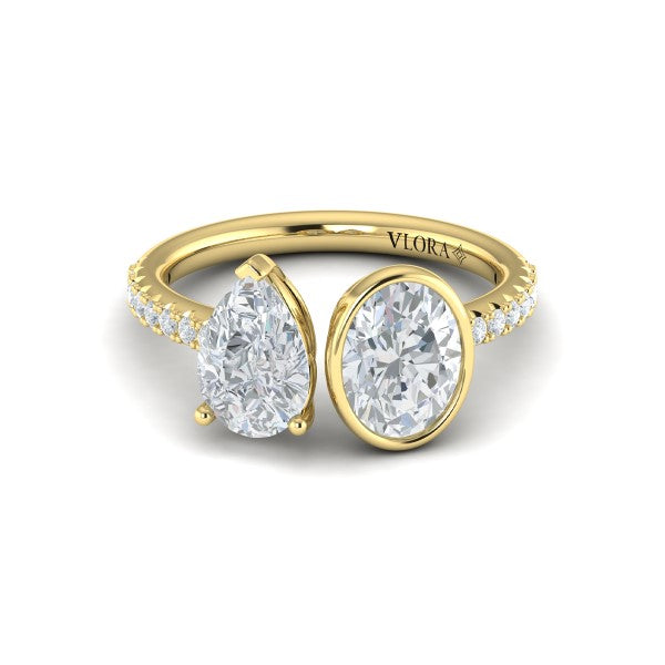 Duet Pear and Oval Two Stone Engagement Ring