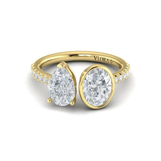Duet Pear and Oval Two Stone Engagement Ring