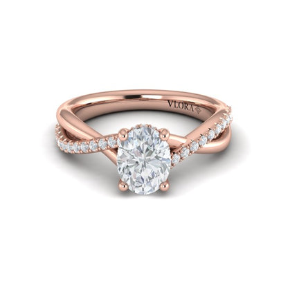 Entwined Oval Hidden Halo Engagement Ring