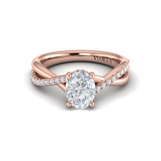 Entwined Oval Hidden Halo Engagement Ring