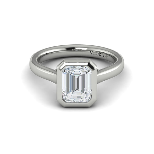 Emerald Cut Classic Engagement Ring in Platinum by Vlora Bridal