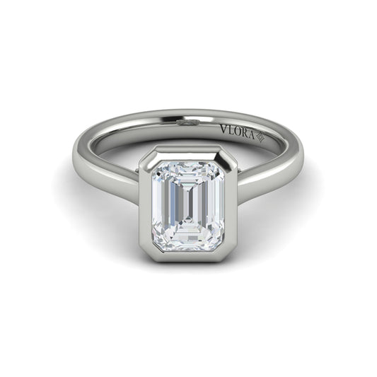 Emerald Cut Classic Engagement Ring in Platinum by Vlora Bridal