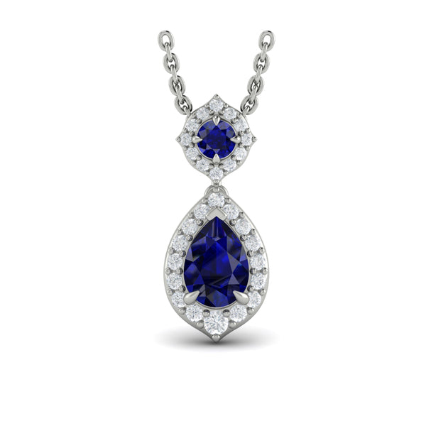 Tear Drop Sapphire and Diamond Pendant