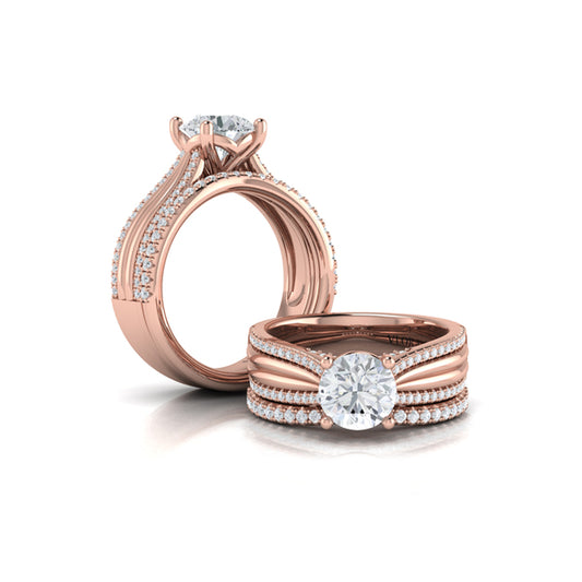 Matching Bands Wedding Band in 14K Rose Gold by Vlora Bridal