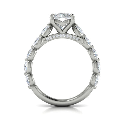 Oval Bezel Diamond Accent Round Engagement Ring