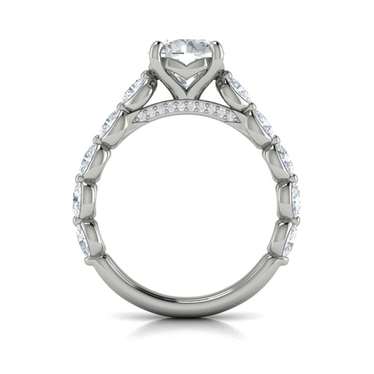 Oval Bezel Diamond Accent Round Engagement Ring