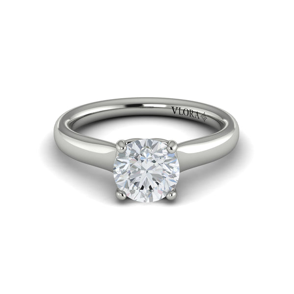 Round Solitaire Engagement Ring in Platinum by Vlora Bridal
