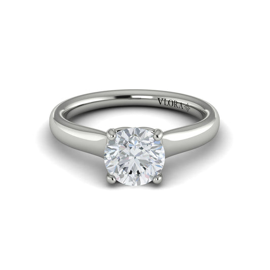 Round Solitaire Engagement Ring in Platinum by Vlora Bridal