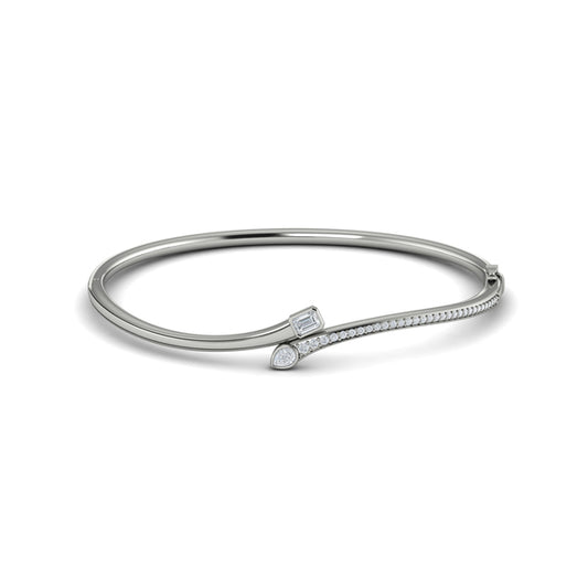 Emerald & Pear Shape Diamond Open Bangle