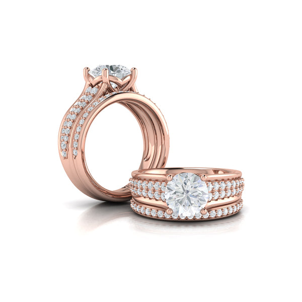 Matching Bands Wedding Band in 14K Rose Gold by Vlora Bridal