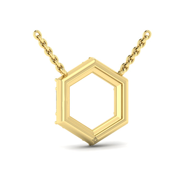Diamond Baguette Open Honeycomb Pendant Necklace