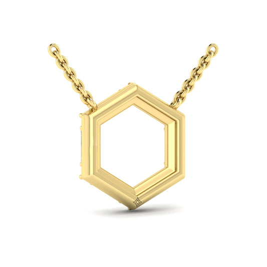 Diamond Baguette Open Honeycomb Pendant Necklace