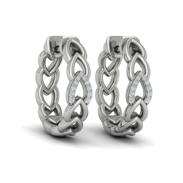 Diamond Accent Open Multi Tear Drop Link Earrings