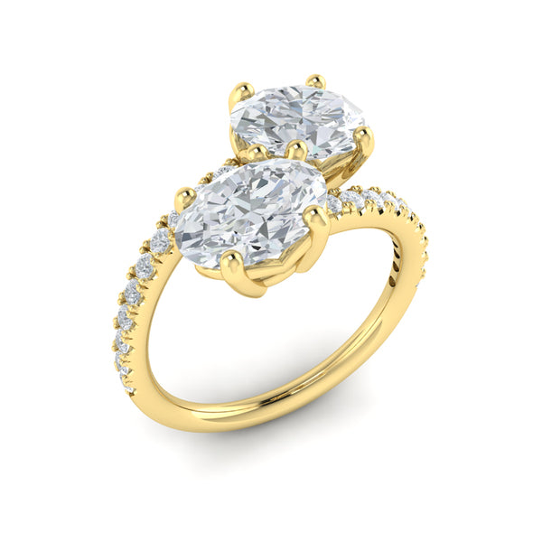 Kissing Oval Two Stone Engagement Ring