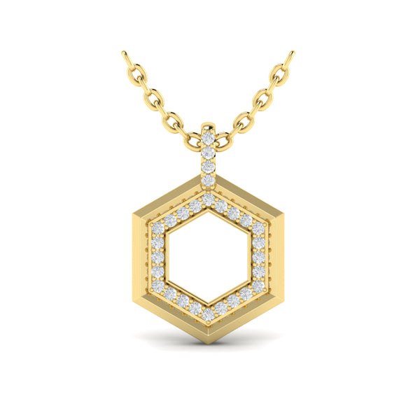 Diamond Open Honeycomb Pendant Necklace