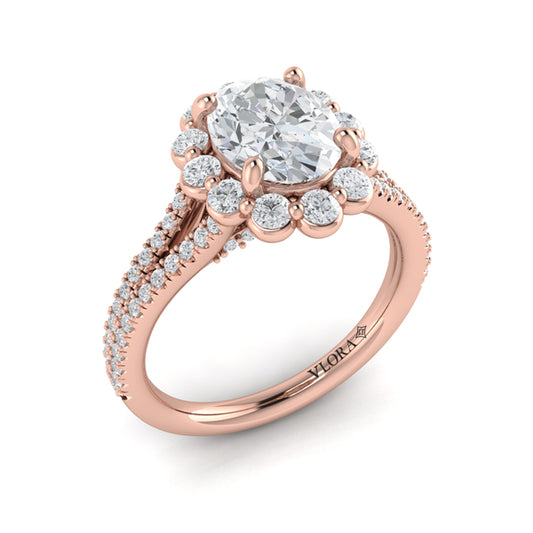 Corsage Halo Oval Engagement Ring