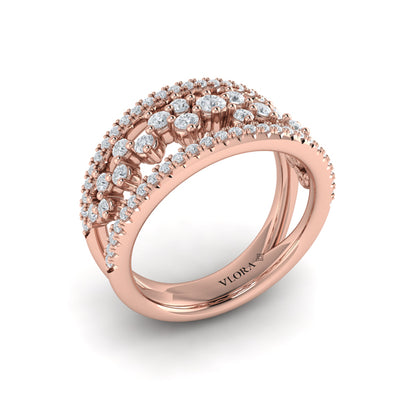 Floating Diamond Cluster Ring